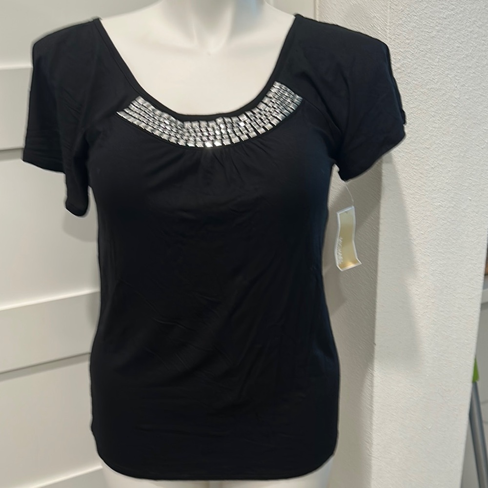 MICHAEL Michael Kors Black Short Sleeve Embellished Top